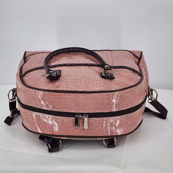 Guess Vintage Y2K Pink Brown Snakeskin Patent Weekender Duffle Bag RARE - Picture 6 of 16